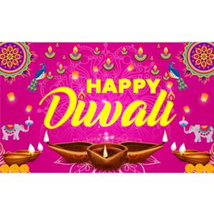 Large 71" X 43" Happy Diwali Backdrop, Happy Diwali Decorations Diwali Backdrops for Wall, Happy Diwali Banner India Festival of Lights, Diwali Decorations Backdrop Deepavali Decorations