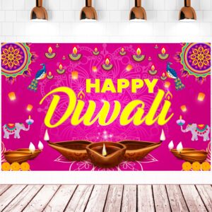 Large 71" X 43" Happy Diwali Backdrop, Happy Diwali Decorations Diwali Backdrops for Wall, Happy Diwali Banner India Festival of Lights, Diwali Decorations Backdrop Deepavali Decorations