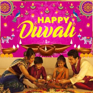 Large 71" X 43" Happy Diwali Backdrop, Happy Diwali Decorations Diwali Backdrops for Wall, Happy Diwali Banner India Festival of Lights, Diwali Decorations Backdrop Deepavali Decorations