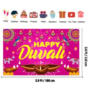 Large 71" X 43" Happy Diwali Backdrop, Happy Diwali Decorations Diwali Backdrops for Wall, Happy Diwali Banner India Festival of Lights, Diwali Decorations Backdrop Deepavali Decorations