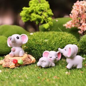 6Pack Mini Cute Elephant Figures Cake Toppers,Lovely Elephant Characters Toys Miniature Fairy Garden Decor for Kids Birthday Baby Shower Automobile Decoration