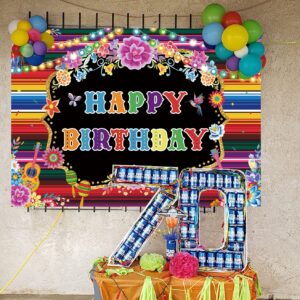 Mexican Birthday Backdrop for Photography Fiesta Themed Party Banners Fiesta Birthday Party Decor Supplies Photo Booth Background (6x4FT: 72x48 inch)