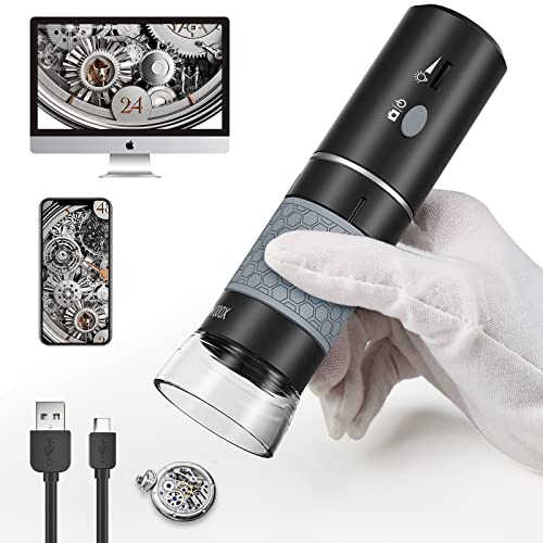 Bysameyee 4K WiFi Digital Microscope, 50-1000X USB Handheld Microscope Camera Magnifier, Phone Wireless Microscope Inspection Endoscope Compatible for iPhone Android Phone Windows Mac PC