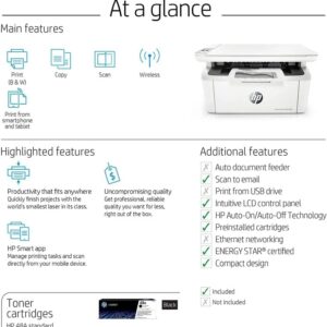 HP Laserjet Pro MFP M29W All-in-One Wireless Monochrome Laser Printer for Home Office, White - Print Scan Copy - 19 ppm, 600 x 600 dpi, 8.5 x 11.69, Hi-Speed USB, Cbmou External Webcam