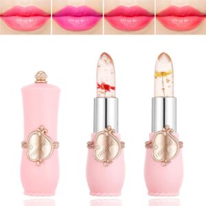 2 pack crystal flower jelly lipstick,ph magic temperature color change lipstick lip gloss,lip stick,long lasting nutritious moisturizing color change changing tinted lip balm lipstick set (3+4)