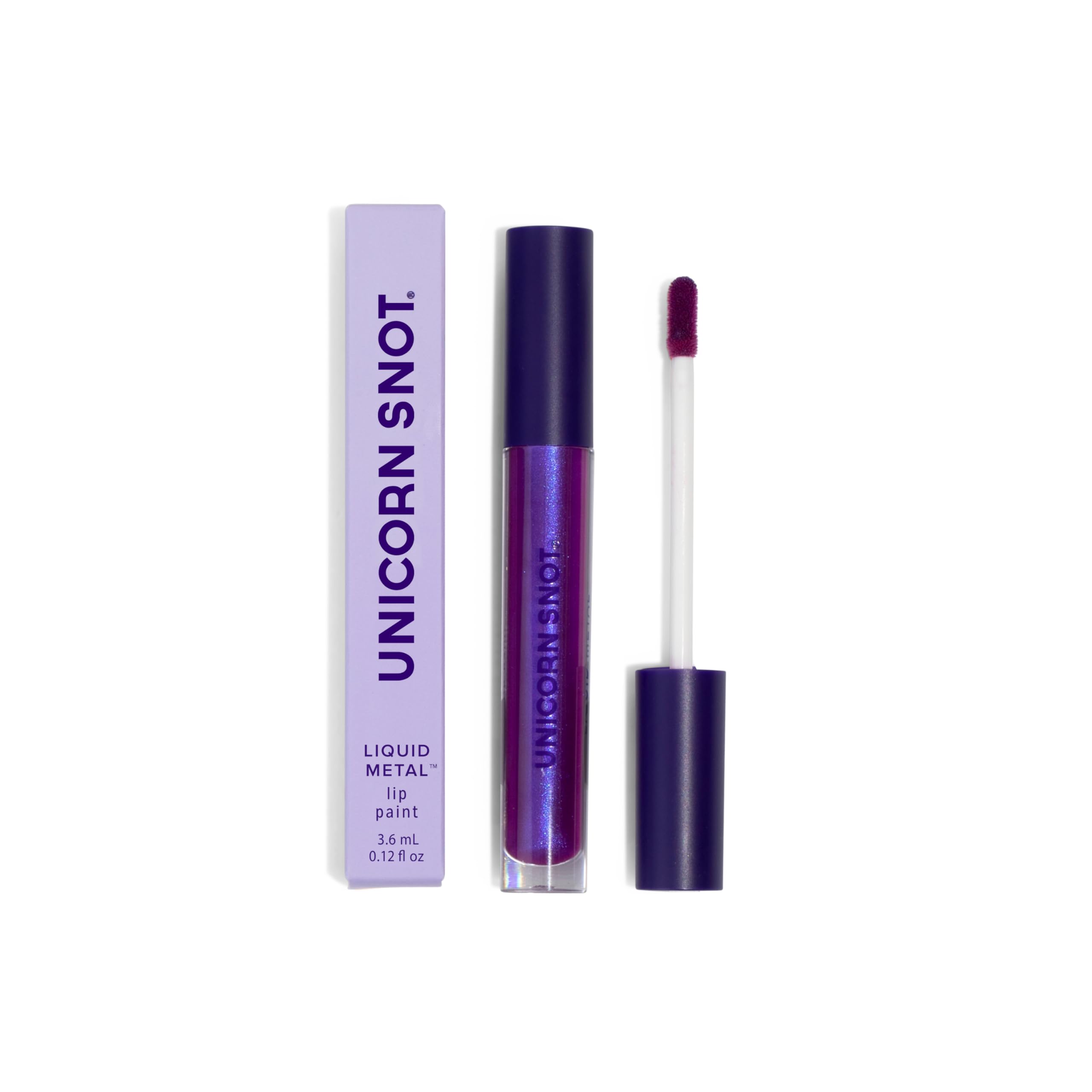 UNICORN SNOT Liquid Metal Lip Paint | Intense Pigment, Non-drying, Long-lasting, Metallic Top Coat Lip Color | Gluten Free, Vegan & Cruelty-free Lip Makeup - BOOM (Atomic Purple)