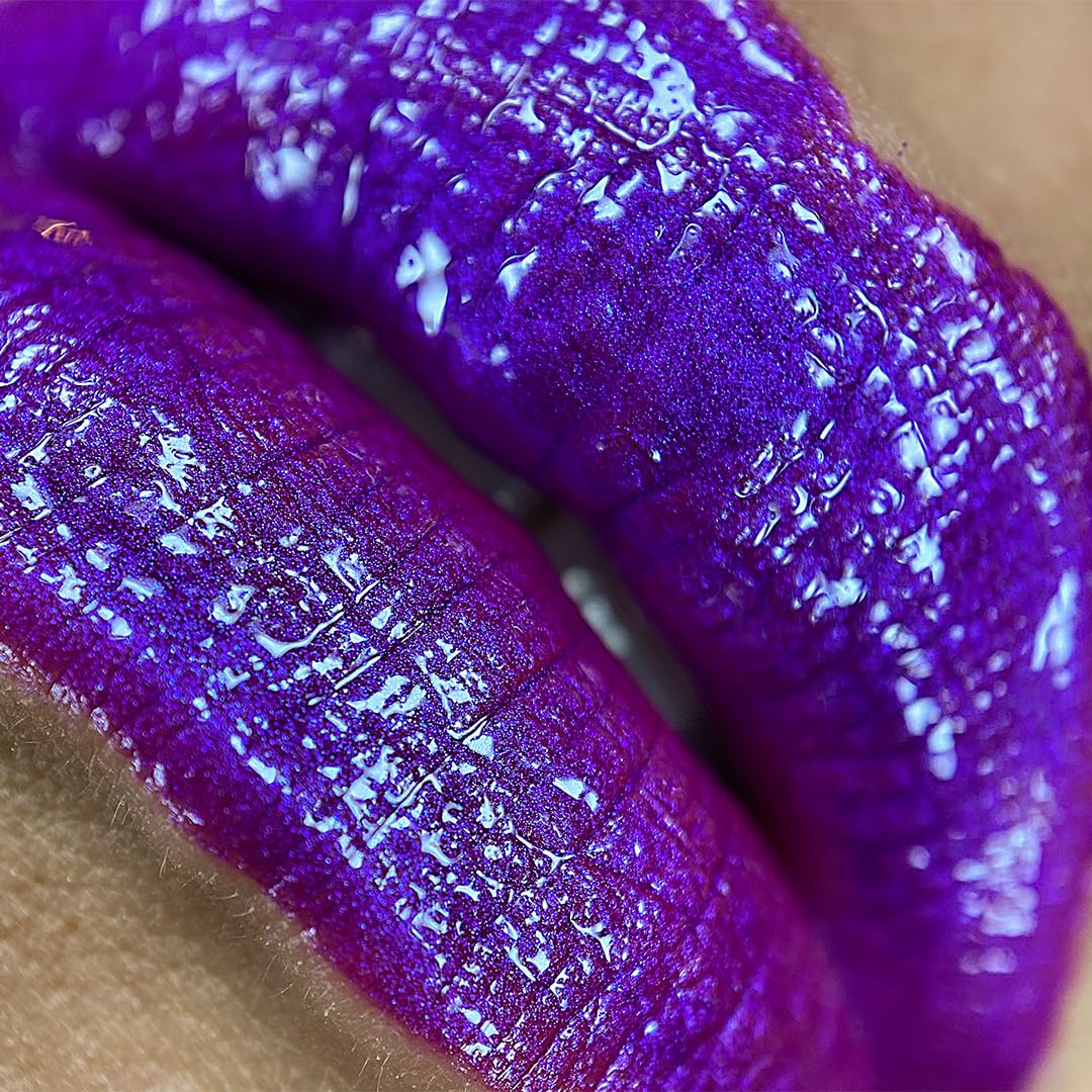 UNICORN SNOT Liquid Metal Lip Paint | Intense Pigment, Non-drying, Long-lasting, Metallic Top Coat Lip Color | Gluten Free, Vegan & Cruelty-free Lip Makeup - BOOM (Atomic Purple)