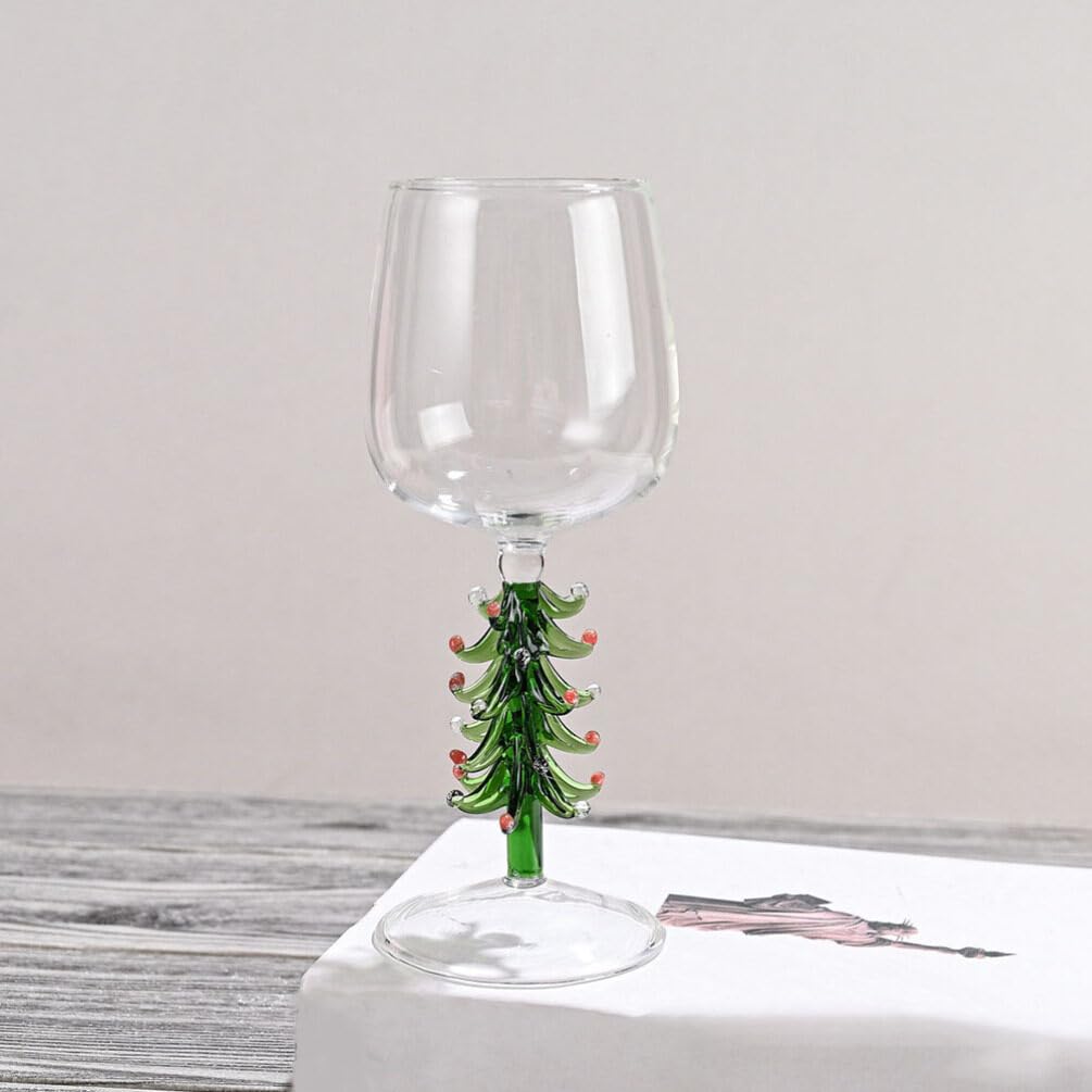 Luxshiny Vintage Glasses 2 pieces 360ml Christmas Tree Xmas Wine Glass Stem Wine Glasses elegant Wine Goblet Wine Glass Wine Vintage Decor