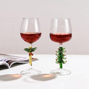 Luxshiny Vintage Glasses 2 pieces 360ml Christmas Tree Xmas Wine Glass Stem Wine Glasses elegant Wine Goblet Wine Glass Wine Vintage Decor