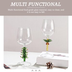 Luxshiny Vintage Glasses 2 pieces 360ml Christmas Tree Xmas Wine Glass Stem Wine Glasses elegant Wine Goblet Wine Glass Wine Vintage Decor