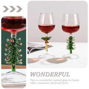 Luxshiny Vintage Glasses 2 pieces 360ml Christmas Tree Xmas Wine Glass Stem Wine Glasses elegant Wine Goblet Wine Glass Wine Vintage Decor