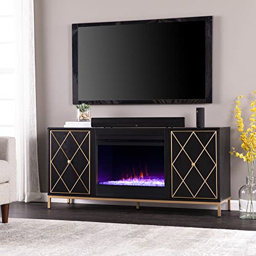 SEI Furniture Marradi Color Changing Fireplace w/Media Storage, Black