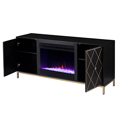 SEI Furniture Marradi Color Changing Fireplace w/Media Storage, Black