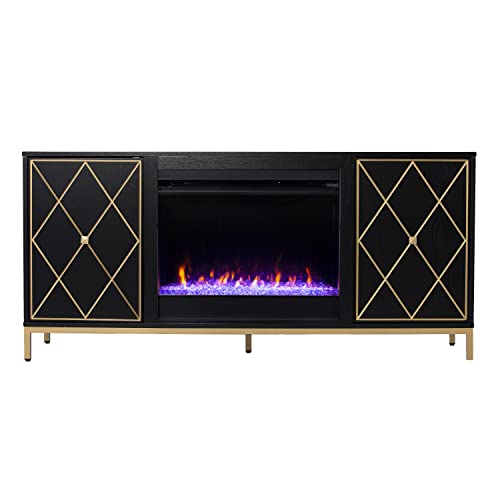 SEI Furniture Marradi Color Changing Fireplace w/Media Storage, Black