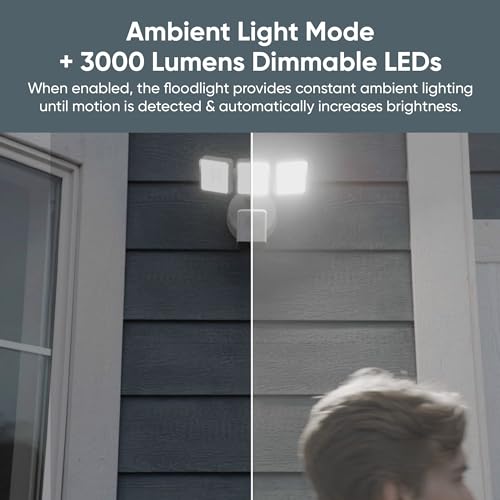 WYZE Floodlight Camera Pro, 3000-Lumen LEDs, 180° Wide View, 2K HD Outdoor Security Camera, Motion Detection, 105dB Siren, Cloud & Local Storage, Color Night Vision, for Home Surveillance, Wired