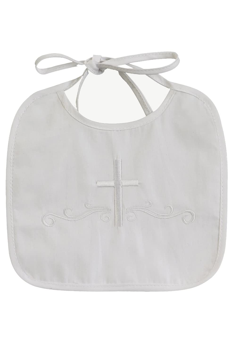 Pink Princess White Baptism Bib Boy - Christening Cotton Baby Baptism Bibs with Embroidered Cross - Baptismal Gifts and Accessories