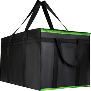 musbus xxxl-large insulated grocery shopping bags, green, reusable bag,thermal zipper,collapsible,tote,cooler,food transport hot and cold,camping,recycled material delivery groceries
