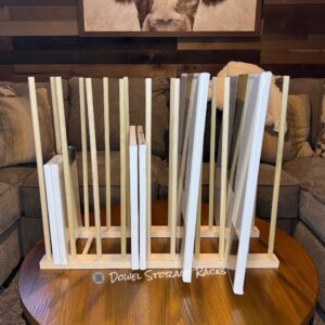 Art Storage Rack - 24'' Long x 8'' Wide with 18'' Tall dowels - for Art Canvas Storage, Frames, Framed Art, Paintings (DSR24818)