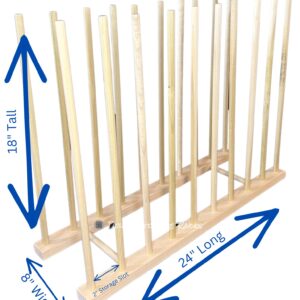 Art Storage Rack - 24'' Long x 8'' Wide with 18'' Tall dowels - for Art Canvas Storage, Frames, Framed Art, Paintings (DSR24818)