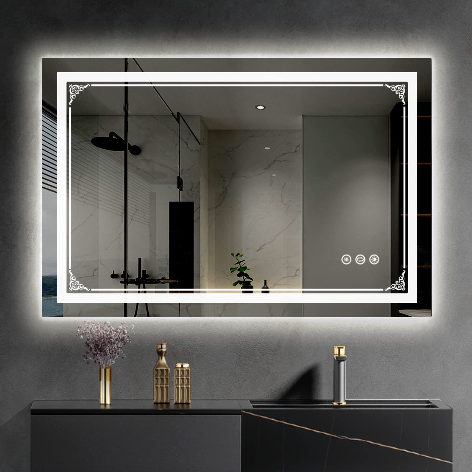 SUIMENNO Lighted Bathroom Mirror 24×32，Upgrade Your Bathroom Experience with Our Backlit and Front Lit Mirrors- Dimmable, 3 Color Lights, Anti-Fog, and Memory Feature, Horizontal/Vertical