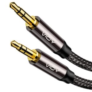 vioy aux cable (6ft), [copper shell, hi-fi sound] 3.5mm male to male braided auxiliary cord compatible with headphone, smartphone, home/car stereo, speaker, echo & more………