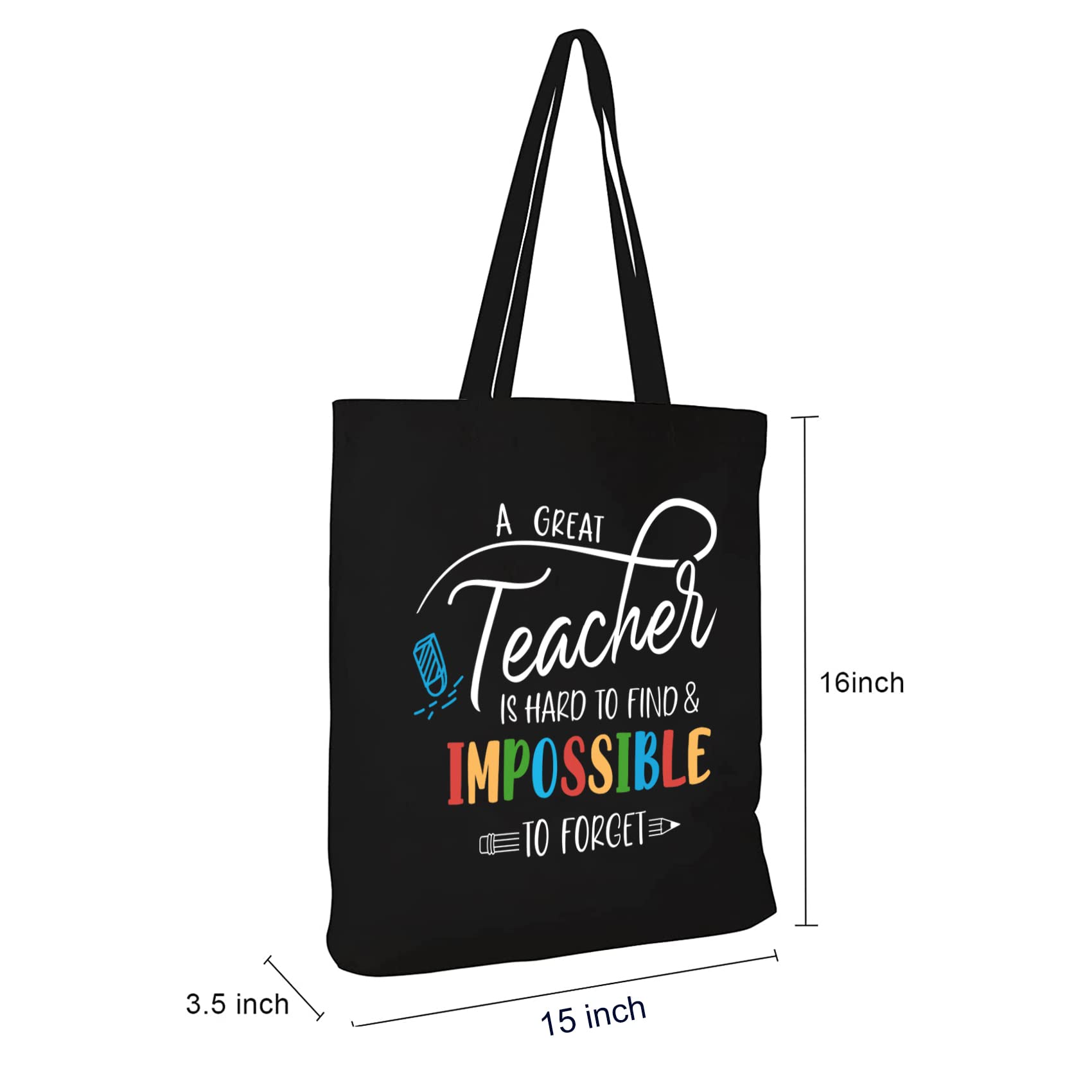 Teacher Appreciation Gifts for Women Men Best Teacher Gifts Teacher Birthday Gifts Teacher Tote Bag Canvas Teachers End of Year Thank you Christmas Present Teacher Wine Tumbler with Straw Black