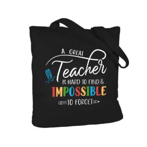 Teacher Appreciation Gifts for Women Men Best Teacher Gifts Teacher Birthday Gifts Teacher Tote Bag Canvas Teachers End of Year Thank you Christmas Present Teacher Wine Tumbler with Straw Black