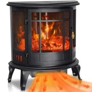 lifeplus electric fireplace, 25 inch fireplace heater with thermostat, freestanding fireplace stove with real & adjustable flame, overheating protection, 1500w space heater for home indoor use
