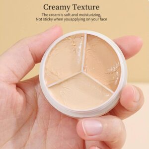 Full Cover Concealer Palette,Tri-Color Concealer Make Up,Corrects Dark Circles Red Marks Scars& Softens Fine Lines,Highlight Contours Waterproof Long Lasting Concealer Matte Foundation