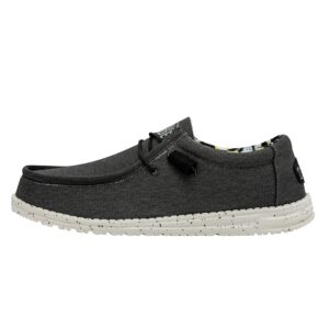 hey dude men's wally canvas stretch black size 11 | men's shoes | men slip-on loafers | comfortable & light-weight