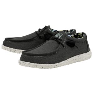 Hey Dude Men's Wally Canvas Stretch Black Size 11 | Men's Shoes | Men Slip-on Loafers | Comfortable & Light-Weight