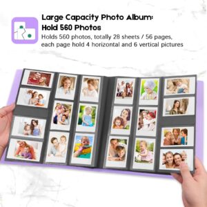 Veicevol 560 Pockets Photo Album for Fujifilm Instax Mini Camera, Album for Polaroid Photo, Photo Album for Fujifilm Instax Mini 12 11 9 40 90 8 Evo LiPlay Instant Camera, 2x3 Photo Album (Purple)