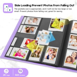 Veicevol 560 Pockets Photo Album for Fujifilm Instax Mini Camera, Album for Polaroid Photo, Photo Album for Fujifilm Instax Mini 12 11 9 40 90 8 Evo LiPlay Instant Camera, 2x3 Photo Album (Purple)