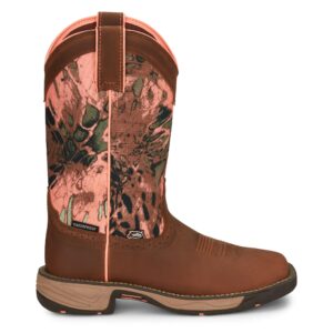 Justin Boots Women's Stampede Rush WP Soft Toe Square Toe Work Boot Brown/Multi 11 B