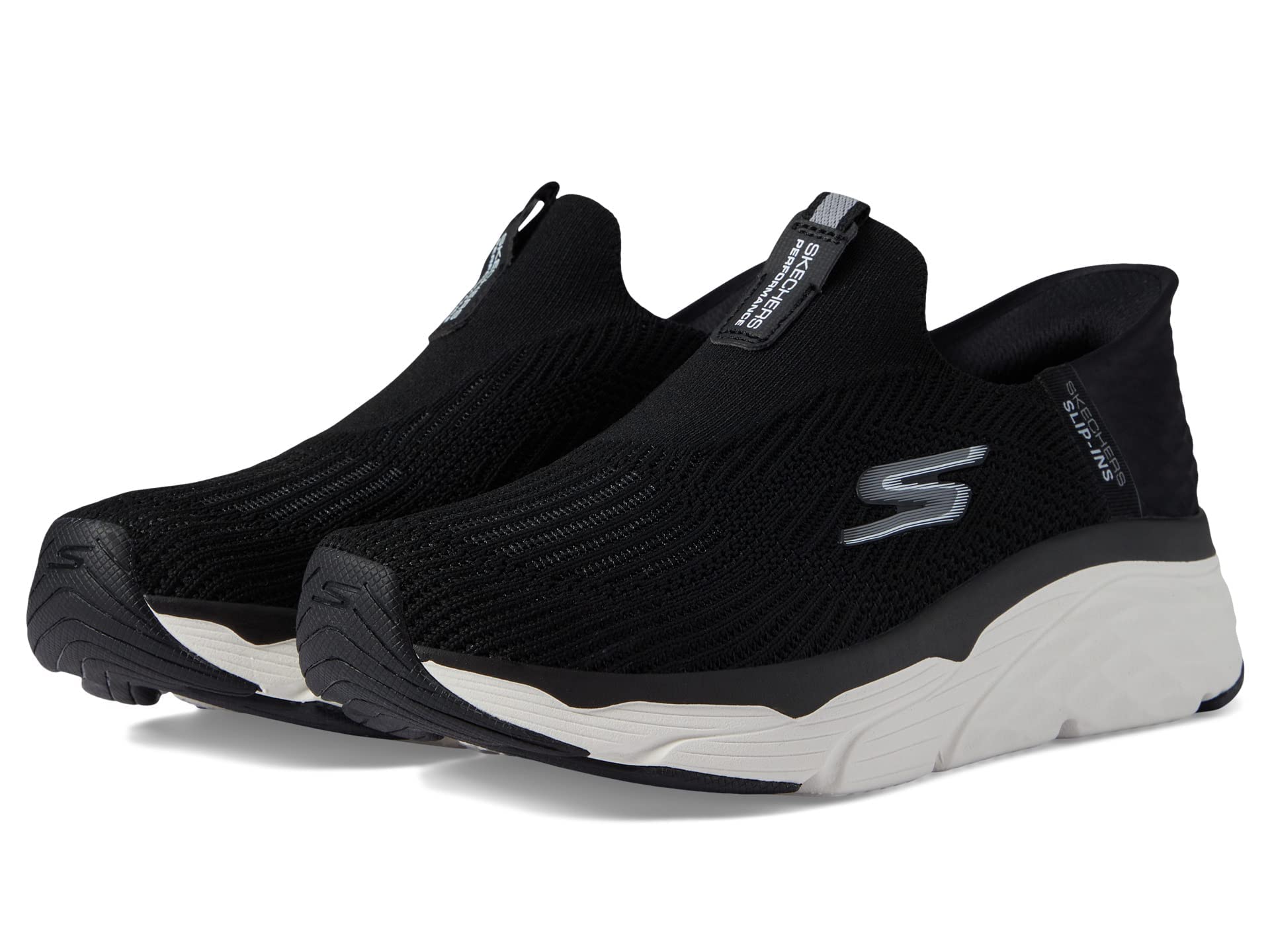 Skechers Women's Hands Free Slip-Ins Max Cushioning Elite-Smooth Transition Sneaker, Black/White, 8