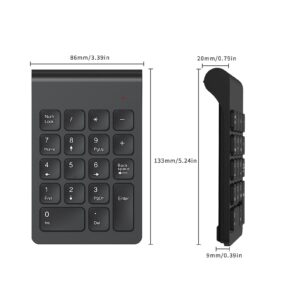 cimetech Wireless Number Pad, 2.4G Numeric Keypad Numpad with USB Receiver, 18 Keys Portable Mini Keyboard for Laptop Notebook, Desktop, Surface Pro, PC - Black