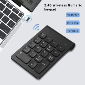 cimetech Wireless Number Pad, 2.4G Numeric Keypad Numpad with USB Receiver, 18 Keys Portable Mini Keyboard for Laptop Notebook, Desktop, Surface Pro, PC - Black