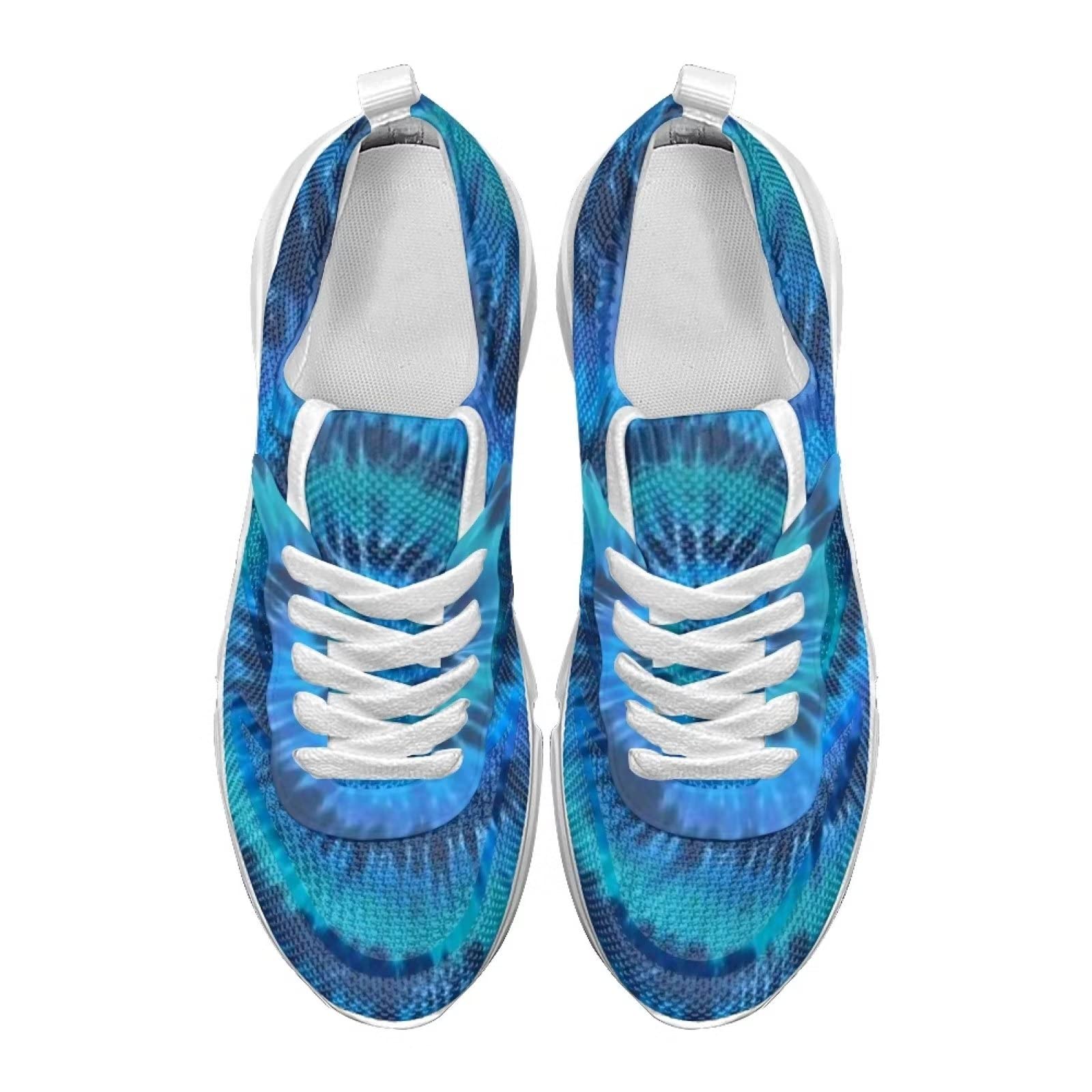 KUIFORTI Tie Dye Shoes for Women's Walking Shoes Casual Sport Gym Sneakers Lightweight Tennis Running Shoes Slip on Work Sneakers Blue,Size 41 EU