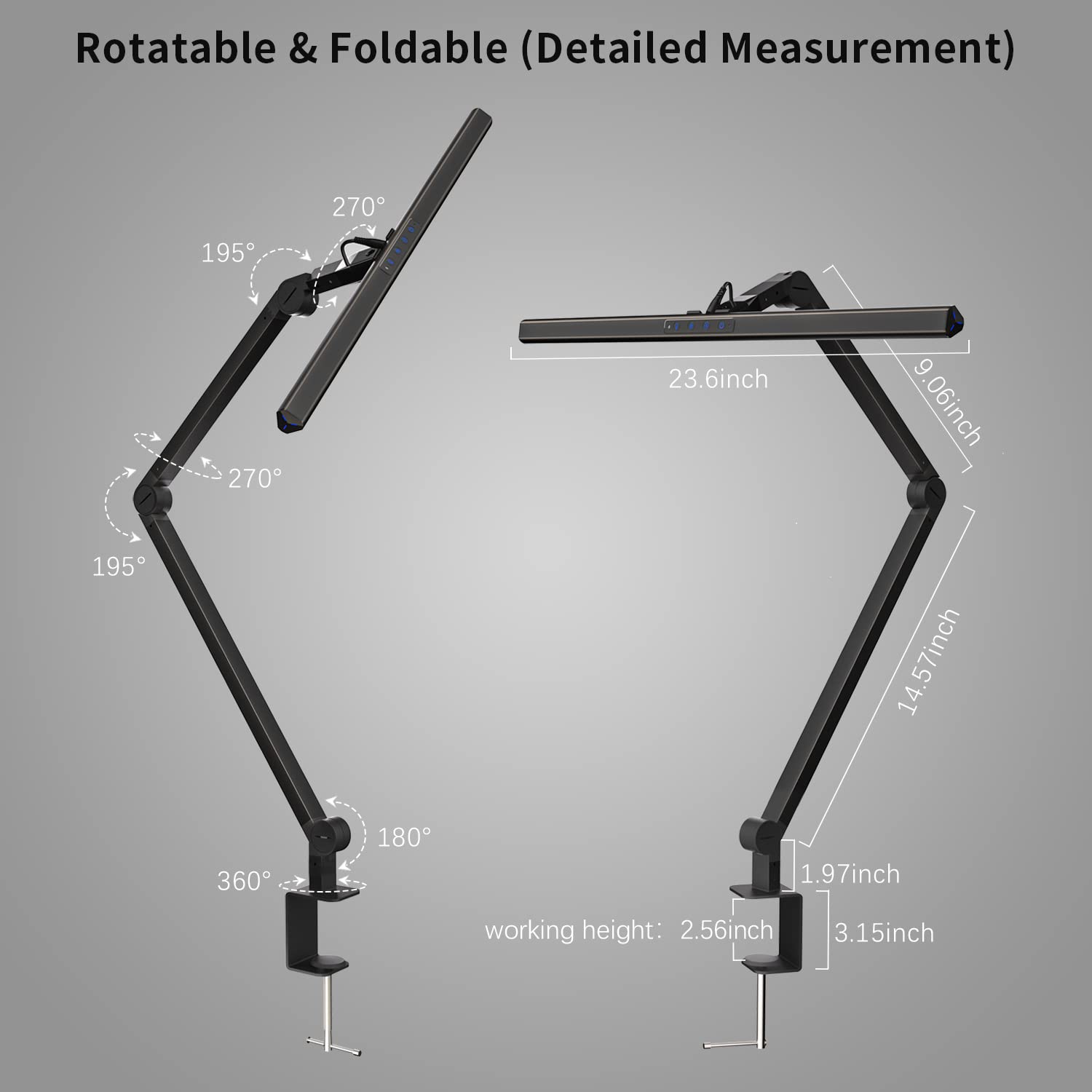 KableRika LED Desk Lamp with Clamp, 17W Super Bright Architect Swing Arm Desk Light for Home Office, Eye-Caring Task Table Lamp, Dimmable&6 Color Modes, Great Range of Motion for Office Lighting