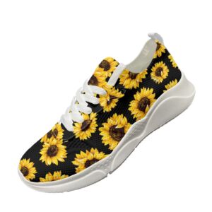 kuiforti sunflower print women fashion sneakers lightweight teens girls athletic walking shoes slip-on work casual tennis running shoes,size 39 eu