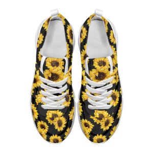 KUIFORTI Sunflower Print Women Fashion Sneakers Lightweight Teens Girls Athletic Walking Shoes Slip-on Work Casual Tennis Running Shoes,Size 39 EU