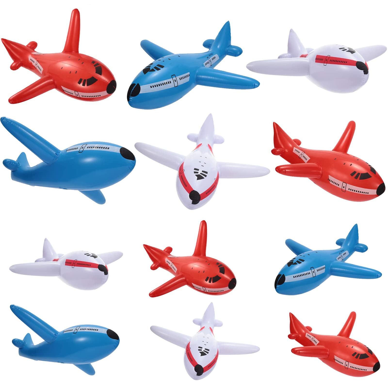 12 Pieces Inflatable Airplanes Aircraft Inflates Plane Inflated Toys for Kids Birthday Shower Party Decoration Supplies Jets Airplane Toys Airplane Birthday Party Supplies 24.5 and 15.75 Inch