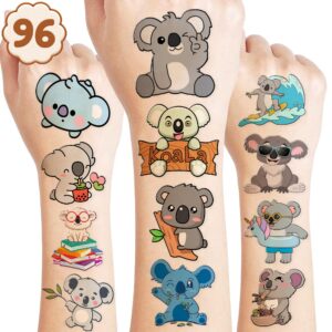 Koala Temporary Tattoos Birthday Party Supplies Decorations 96PCS Cute Tattoos Stickers Party Favors Kids Gifts Girls Boys Classroom School Prizes Themed