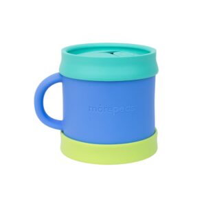 morepeas 6-way snack cup | steam veggies, scramble eggs, bake cakes & more | reversible lid & suction base | snack catcher | dishwasher, microwave, freezer safe | bpa free silicone bowl | blueberry