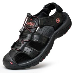hydlongr men's women's comfortable outdoor non-slip open-toed sports sandals wading beach shoes athletic lightweight hiking sandals black5-8.5 women/ 7.5 men