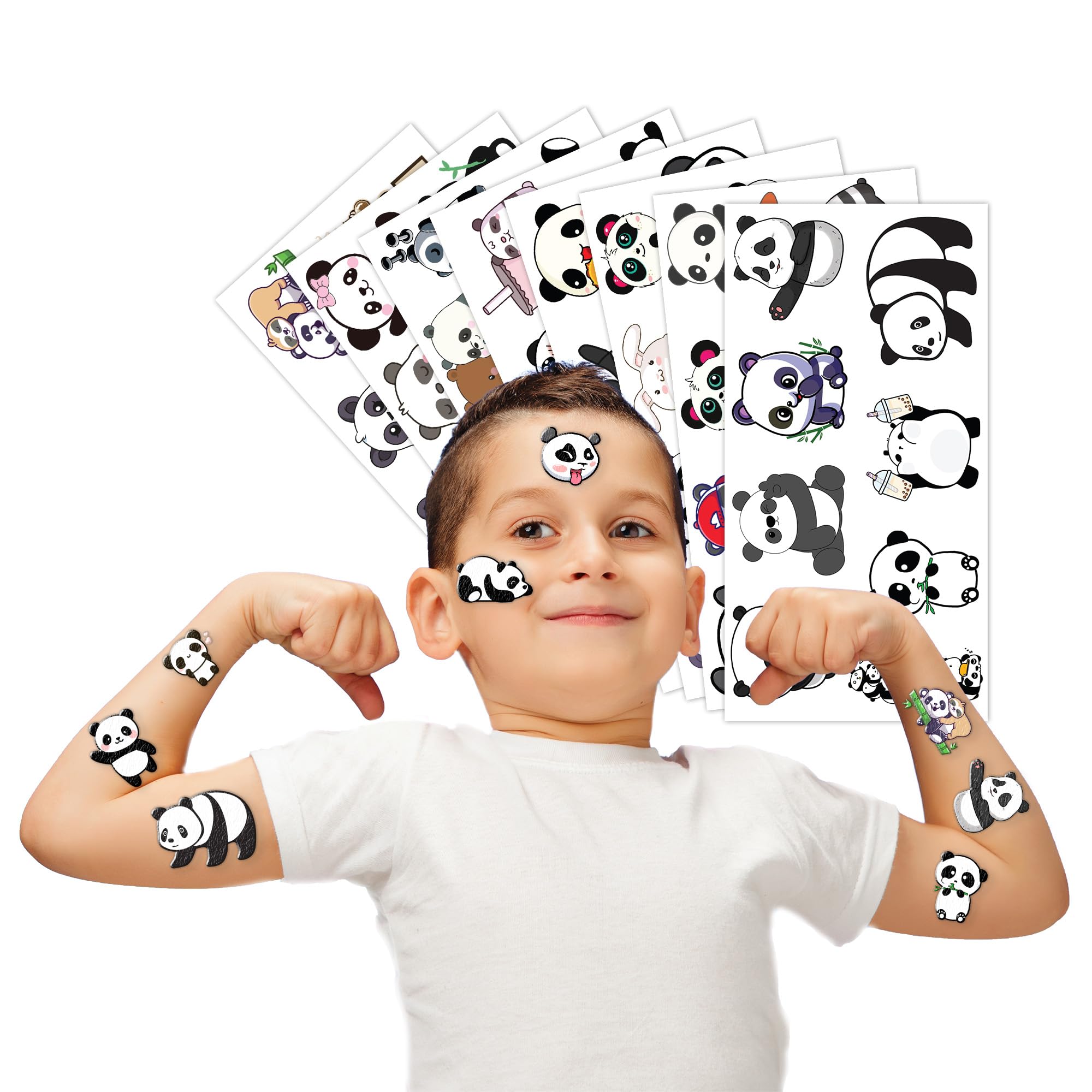 Panda Temporary Tattoos Birthday Party Supplies Decorations 96PCS Cute Tattoos Stickers Party Favors Kids Gifts Girls Boys Classroom School Prizes Themed