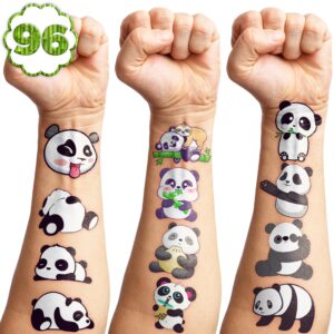 Panda Temporary Tattoos Birthday Party Supplies Decorations 96PCS Cute Tattoos Stickers Party Favors Kids Gifts Girls Boys Classroom School Prizes Themed