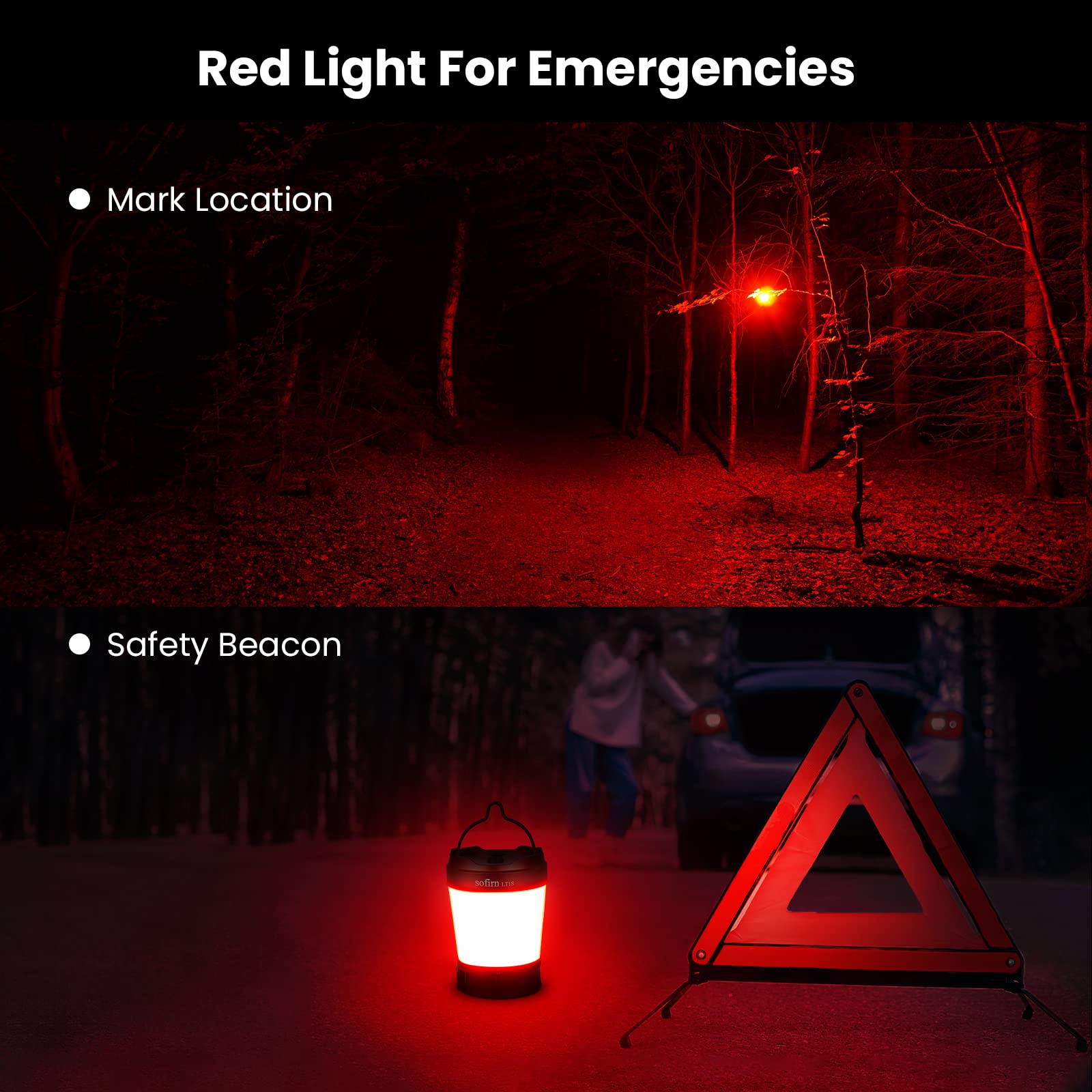 Sofirn LT1S LED Lantern Rechargeable, 500 Lumen, Adjustable Brightness and Tint, Red Light, Waterproof, 500 Hours Long Runtime Camping Lights for Hurricane, Outdoor, Home, USB C Cable Included