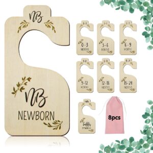 fantasyon wood baby closet dividers set of 8 double-sided baby clothes organizer from newborn to 24 months nursery decor dividers hangers to make a tidy organized baby closet