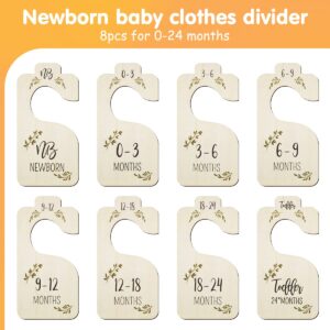 Fantasyon Wood Baby Closet Dividers Set of 8 Double-Sided Baby Clothes Organizer from Newborn to 24 Months Nursery Decor Dividers Hangers to Make a Tidy Organized Baby Closet